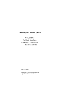 Allianz Sigorta Anonim Şirketi 30 Eylül 2012 Tarihinde Sona Eren