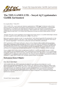 The THX GAMES LTD. - Sosyal Ağ Uygulamaları Gizlilik