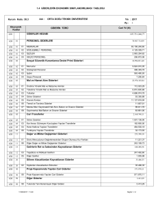 giderlerin ekonomik sınıflandırılması tablosu