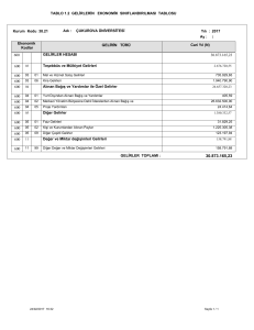 TABLO 1.2 GELİRLERİN EKONOMİK