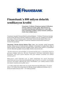Finansbank`a 800 milyon dolarlık sendikasyon kredisi