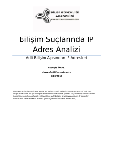 Bilişim Suçlarında IP Adres Analizi