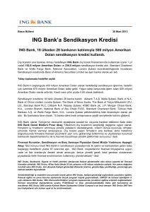 ING Bank`a Sendikasyon Kredisi