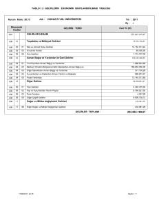 TABLO 1.2 GELİRLERİN EKONOMİK