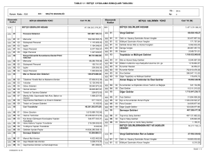 TABLO 1.1 BÜTÇE UYGULAMA SONUÇLARI TABLOSU 3.457