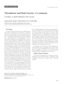 Thrombosis and Risk Factors: A Comment