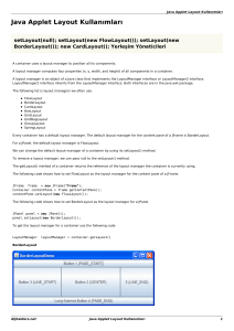 Java Applet Temelleri : Java Applet Layout Kullanımları