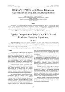 DBSCAN, OPTICS ve K-Means Kümeleme Algoritmalarının