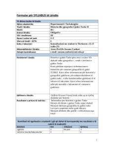 Formular për SYLLABUS të Lëndës