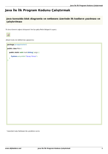 Java Temel Örnekler : Java İle İlk Program Kodunu Çalıştırmak