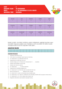 SINIF : 5 ÖĞRENME ALANI : HZ.MUHAMMED ÜNİTE : 3 / HZ