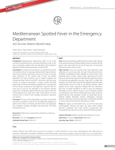 Mediterranean Spotted Fever in the Emergency Department