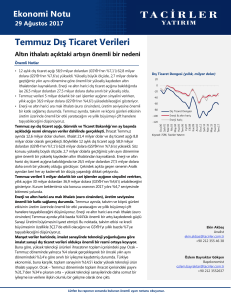 Temmuz Dış Ticaret Verileri - Tacirler Yatırım Menkul Değerler A.Ş.