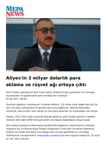 Aliyev`in 3 milyar dolarlık para aklama ve rüşvet ağı ortaya çıktı