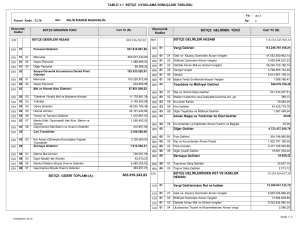 TABLO 1.1 BÜTÇE UYGULAMA SONUÇLARI TABLOSU 118.516