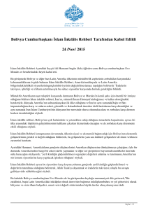 Bolivya Cumhurbaşkanı İslam İnkılâbı Rehberi