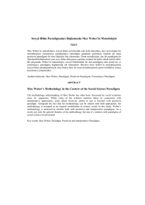 Sosyal Bilim Paradigmaları Bağlamında Max Weber`in Metodolojisi