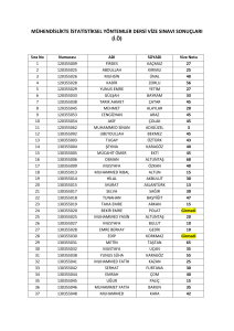 mühendislikte istatistiksel yöntemler dersi vize sınavı sonuçları (i.ö)