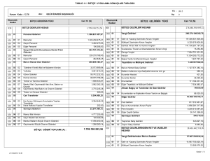 TABLO 1.1 BÜTÇE UYGULAMA SONUÇLARI TABLOSU 278.088