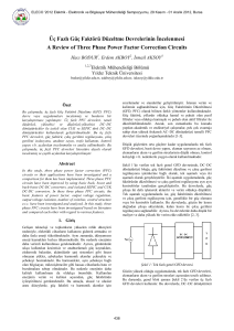 Üç Fazlı Güç Faktörü Düzeltme Devrelerinin İncelenmesi A