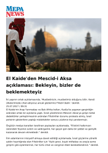 El Kaide`den Mescid-i Aksa açıklaması: Bekleyin