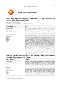 Camelina sativa (L.) Crantz - Selçuk Tarım Bilimleri Dergisi