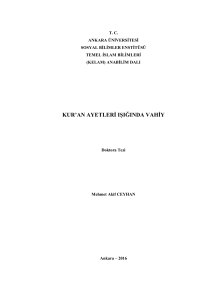 kur`an ayetleri ışığında vahiy - Ankara Üniversitesi Açık Erişim Sistemi