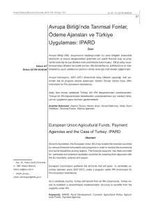 Avrupa Birliği`nde Tarımsal Fonlar, Ödeme Ajansları ve Türkiye