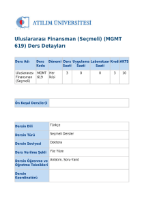 Uluslararası Finansman (Seçmeli) (MGMT 619) Ders Detayları