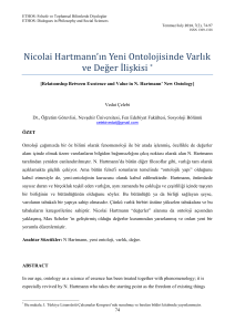 Nicolai Hartmann`ın Yeni Ontolojisinde Varlık ve Değer İlişkisi *