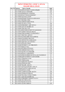 ikinci öğretim 1. sınıf % 10`luk başarı sıralaması