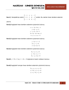 mate241 – lıneer denklem sistemleri