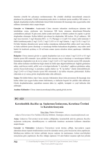 PC–123 Keratinolitik Bacillus sp. Suşlarının