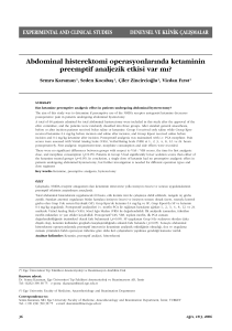 Abdominal histerektomi operasyonlar›nda ketaminin