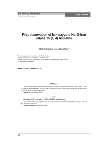 First observation of homozygote Hb Q-Iran (alpha 75