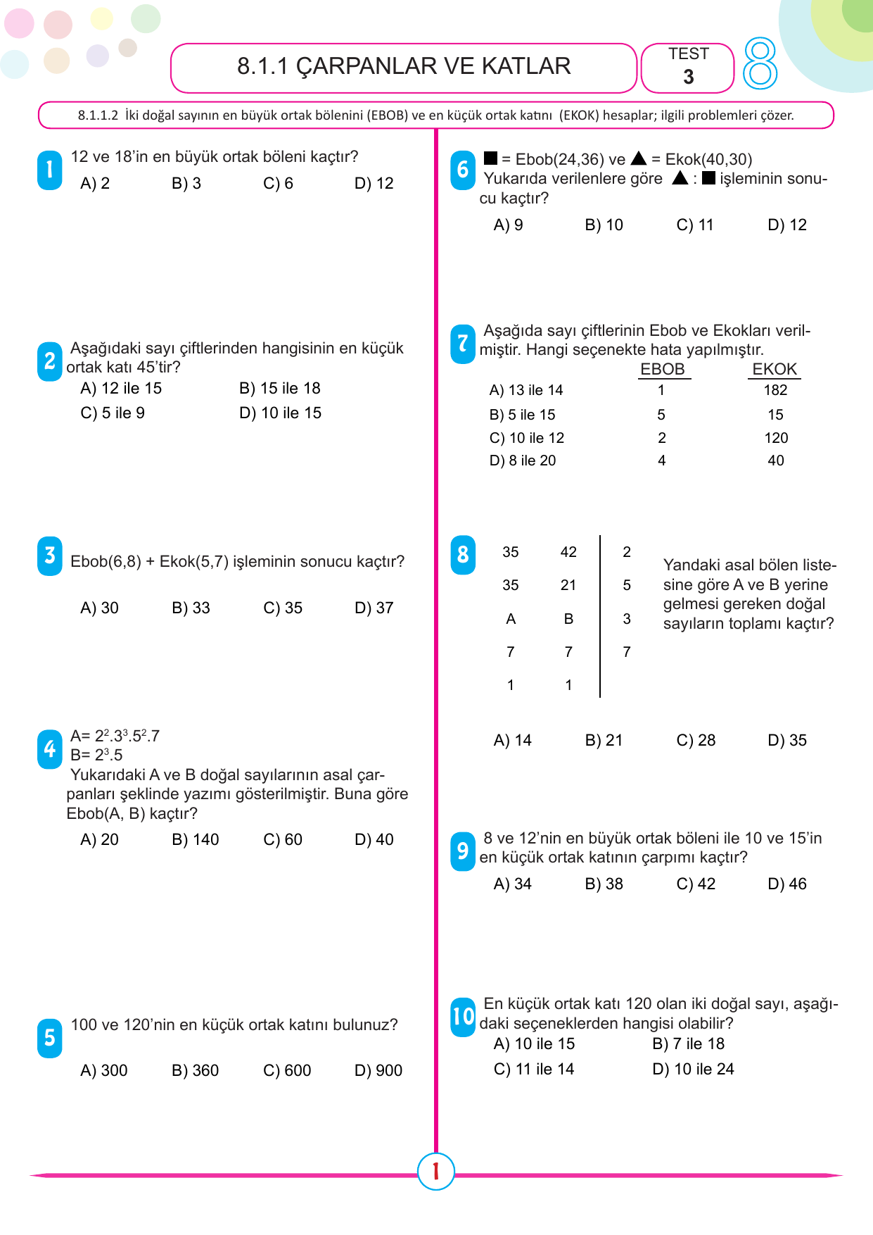Kerim hoca 8 sınıf matematik çarpanlar ve katlar cevap anahtarı
