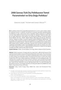 2000 Sonrası Türk Dış Politikasının Temel Parametreleri ve Orta