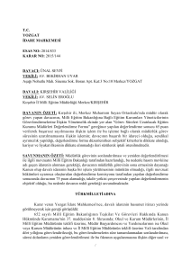 T.C. YOZGAT İDARE MAHKEMESİ ESAS NO: 2014/833 KARAR NO