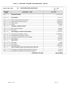 TABLO 1.2 GELİRLERİN EKONOMİK