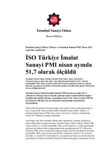İSO Türkiye İmalat Sanayi PMI nisan ayında 51,7 olarak ölçüldü