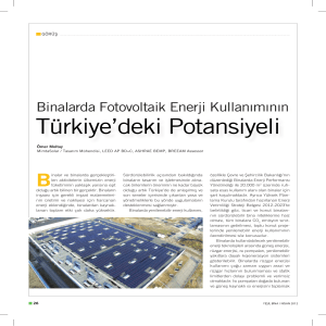 Binalarda Fotovoltaik Enerji Kullanımının Türkiye`deki Potansiyeli