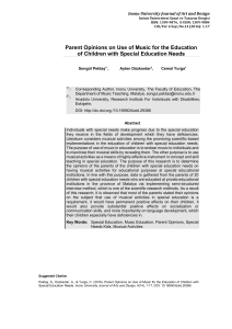 Parent Opinions on Use of Music for the Education of Children with