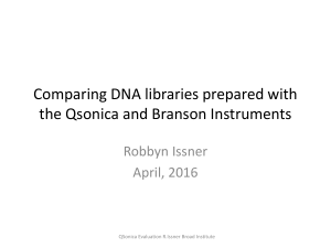 Comparing DNA libraries prepared with the Qsonica and Branson