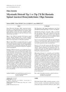 Miyotonik Distrofi Tip 1 ve Tip 2`li İki Hastada Spinal Anestezi