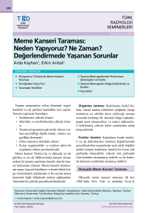 Meme Kanseri Taraması - Türk Radyoloji Seminerleri