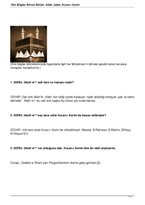 Dini Bilgiler Birinci Bölüm: Allah, İslam, Kuran-ı Kerim