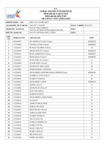 ara sınav not çizelgesi - Gebze Teknik Üniversitesi