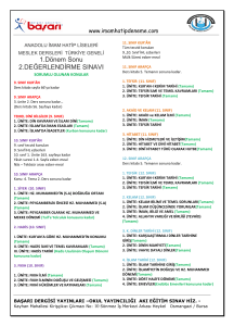 1.Dönem Sonu 2.DEĞERLENDİRME SINAVI
