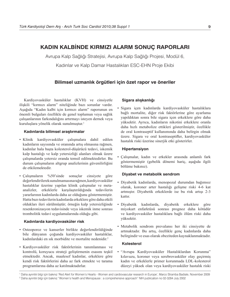 Kadın ve Kalp-Damar Sağlığı | Makale | Türkiye Klinikleri