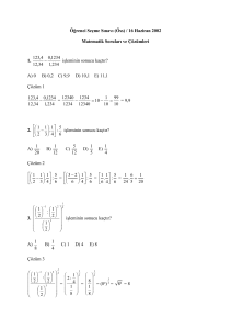 2002 öss sınavı- matematik soru ve çözümleri